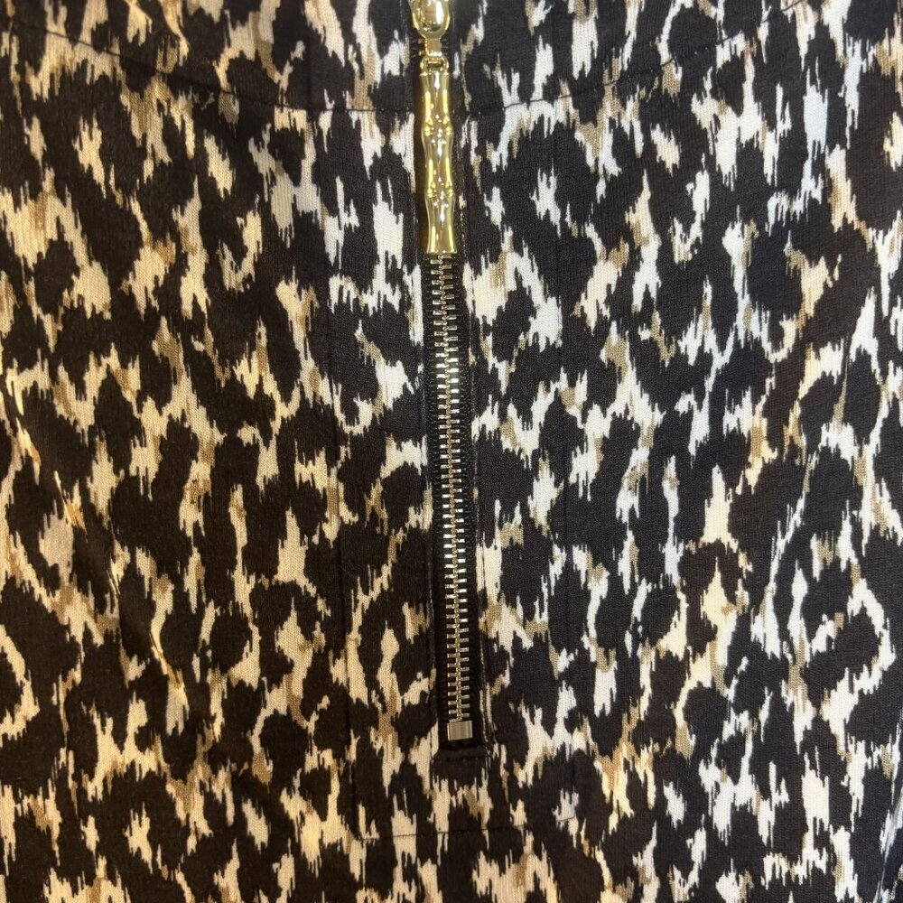 Animal Print Sleeveless A-Line Dress W/ Zipper Detail For Women Size M Black/Whi - Picture 3 of 11